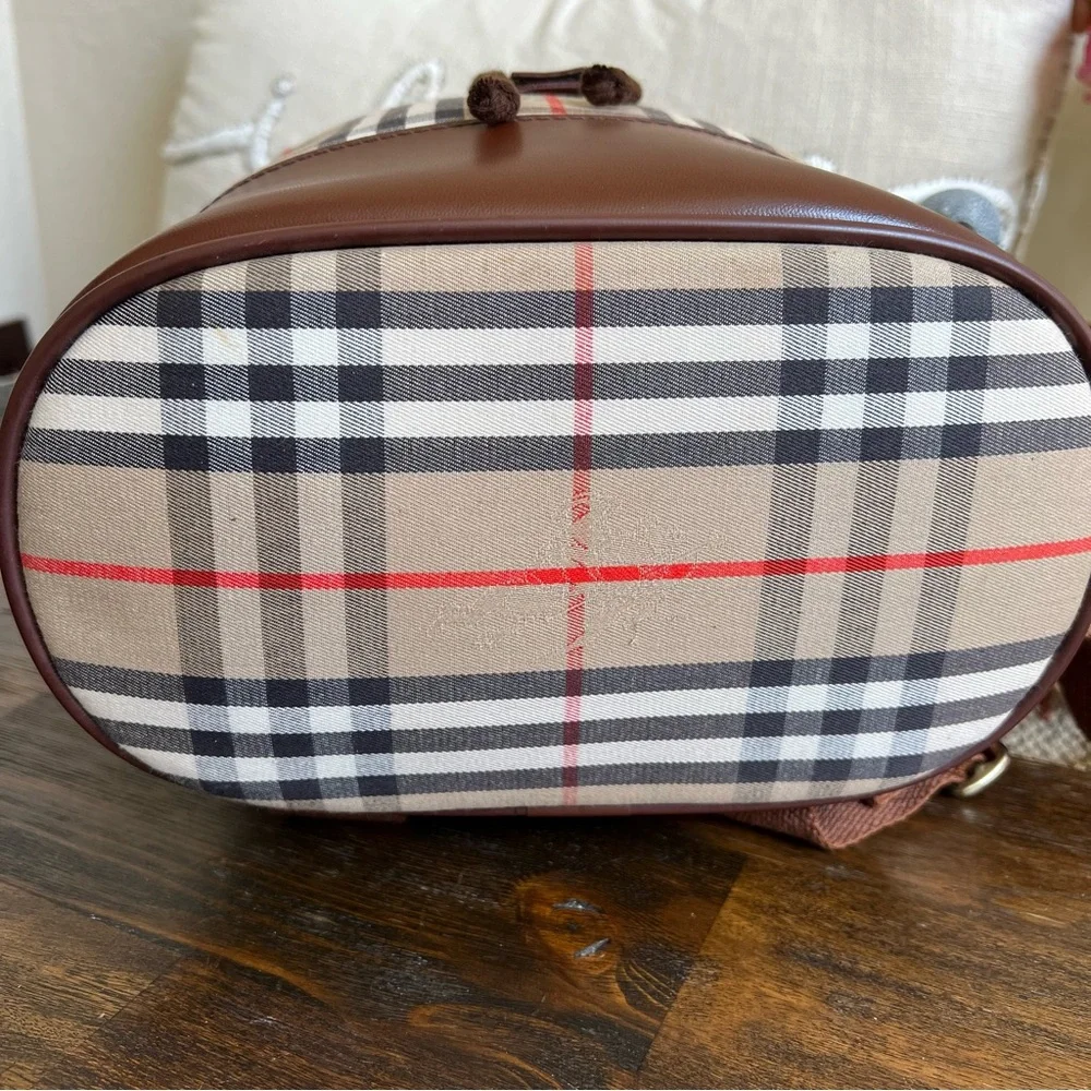 Burberry Never Used Nova Plaid Vintage Fabric/Leather Backpack Unisex